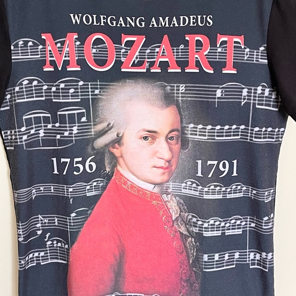 Wolfgang Amadeus Mozart Classical Music All Over Black T Shirt Adult Large - Picture 4 of 8